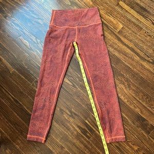 Lululemon Orange(red?) /navy(purple?) leggings. Worn once. Size 6 /25” length